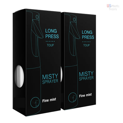 Continuous Spray Bottles 2-Pack – Refillable, Leak-Proof Mister for Hair Styling, Barbers, Cleaning, Plant Care, Scents (White & Black, 6.8 fl oz/200ml)