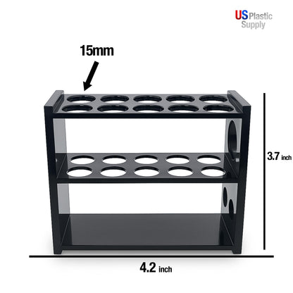 Black Acrylic Test Tube Rack – 13-Hole Dual-Sided/Multi-Use Flippable Stand for 10 ml Tubes