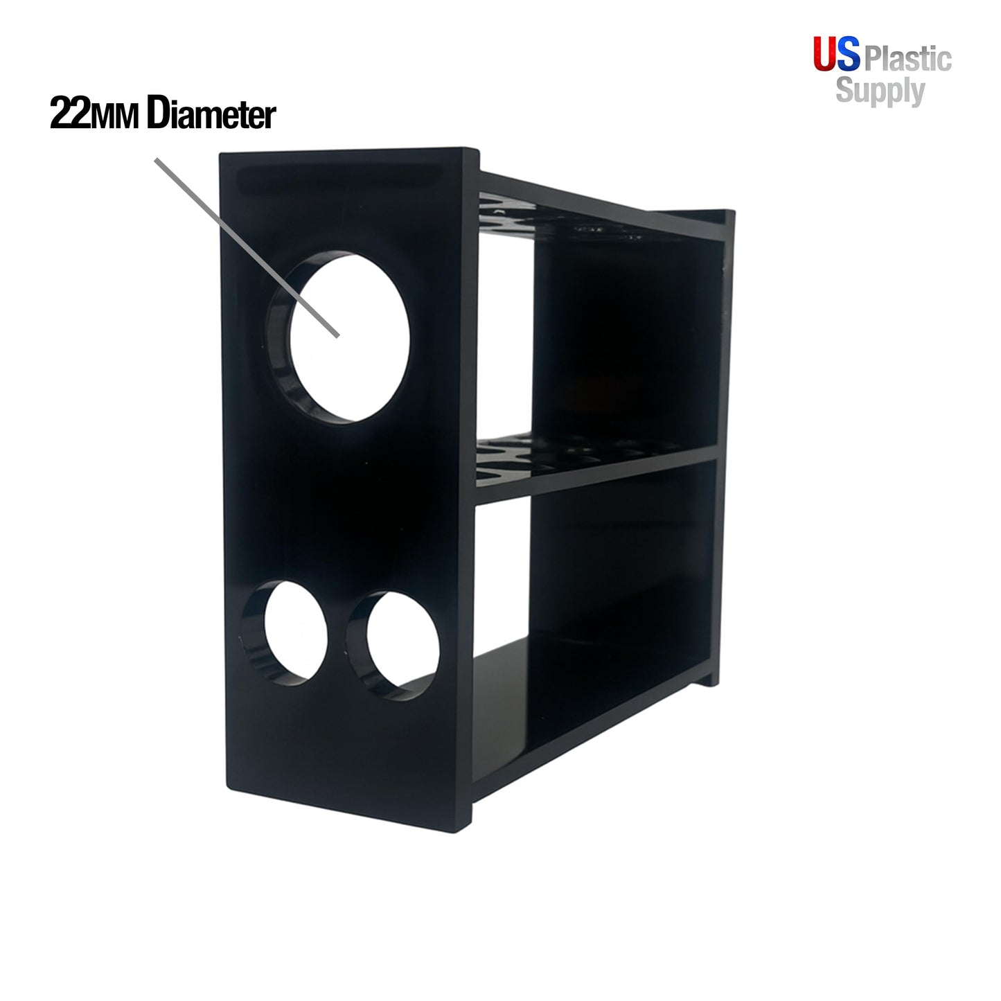 Black Acrylic Test Tube Rack – 13-Hole Dual-Sided/Multi-Use Flippable Stand for 10 ml Tubes