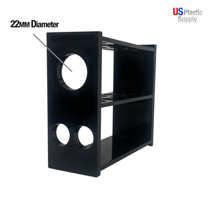 Black Acrylic Test Tube Rack – 13-Hole Dual-Sided/Multi-Use Flippable Stand for 10 ml Tubes