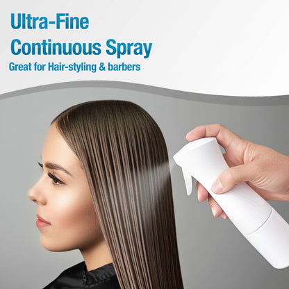 Ultra-Fine Continuous Spray Bottle – Refillable, Leak-Proof Mister for Hair Styling, Barbers, Cleaning, Plant Care, Scents (White, 6.8 fl oz/200ml)